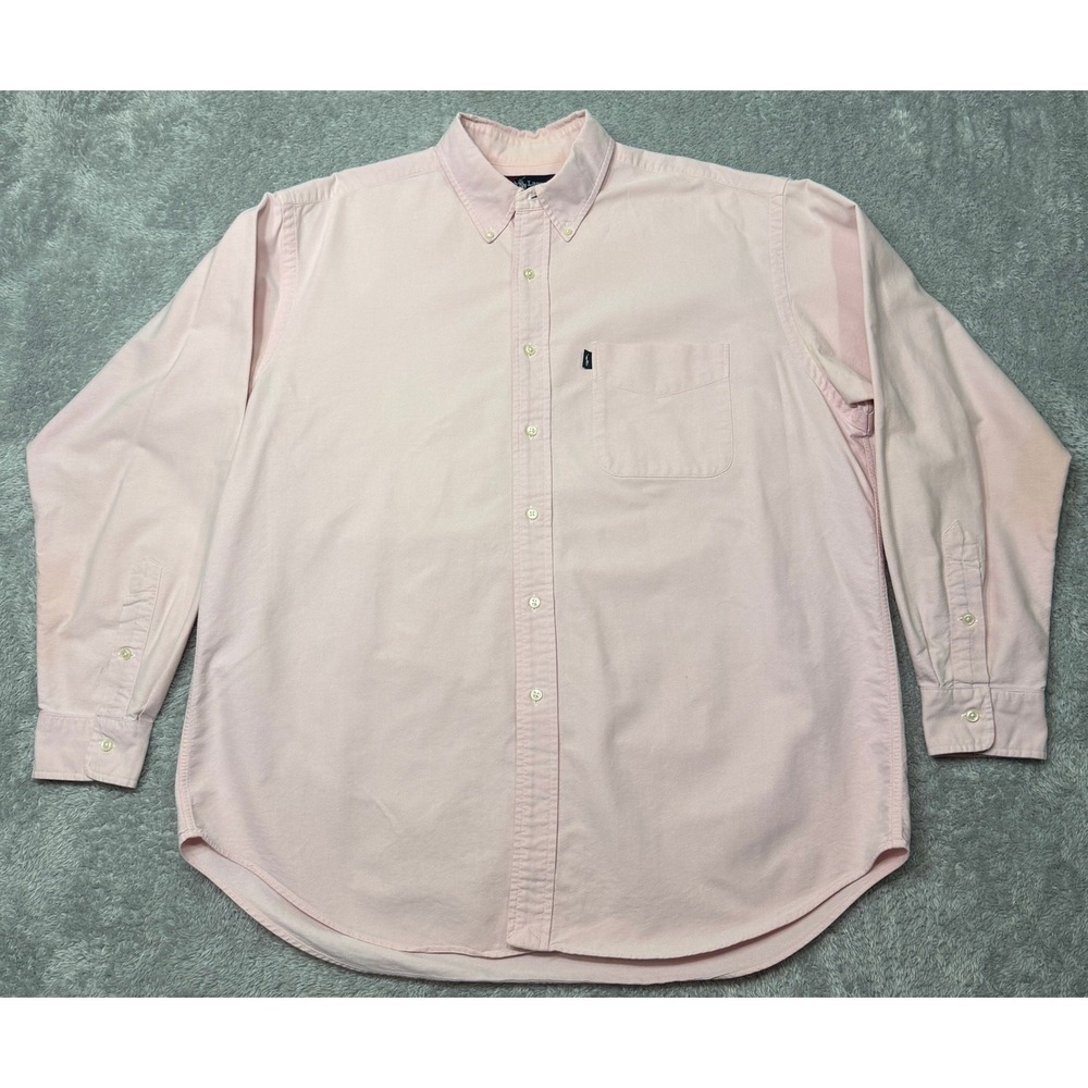 Vintage Polo Ralph Lauren Oxford Shirt Mens L Pink Blaire Button Down OCBD 90s